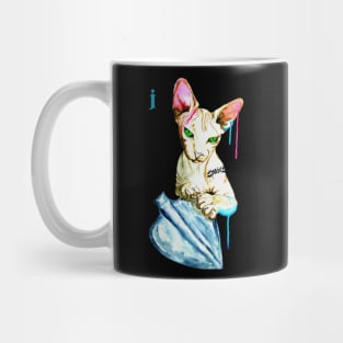 jack of spades cat watercolor Mug